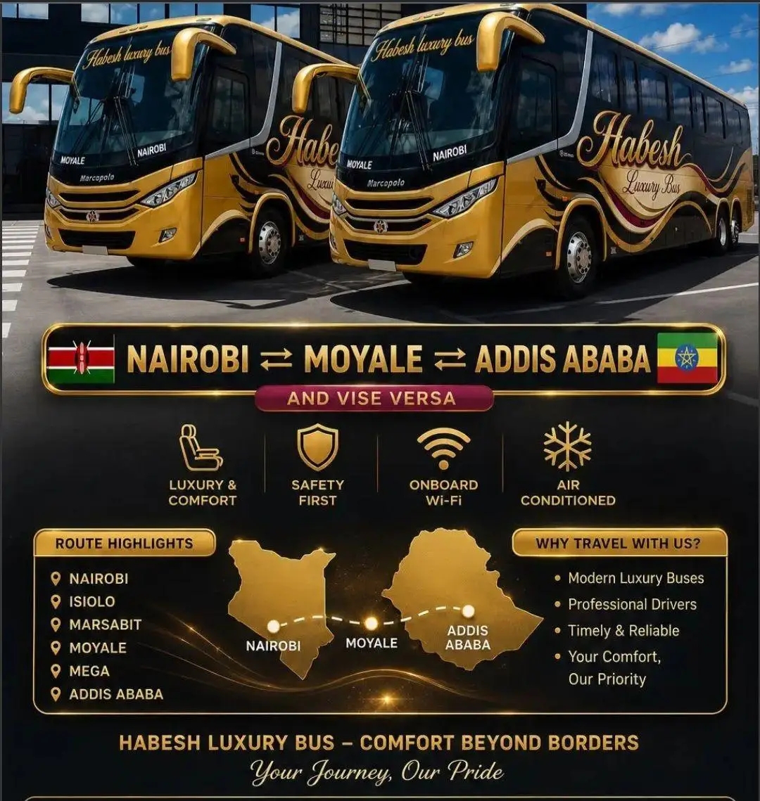 Habesh Luxury Coach — Nairobi, Moyale, Addis Ababa